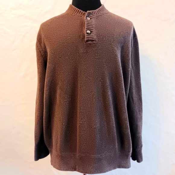 Vintage Eddie Bauer cotton, neutral ribbed, half button sweater. XXL - Picture 3 of 7